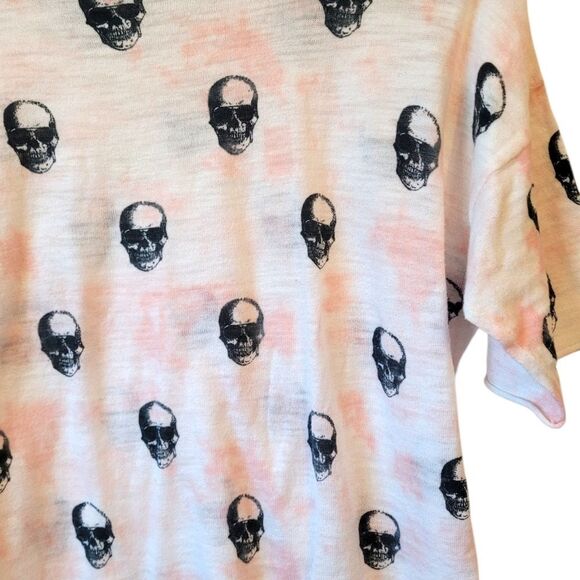 Skull Cashmere Women's White & Pink Tie Dye Skull Graphic T-Shirt Size M - Picture 4 of 6